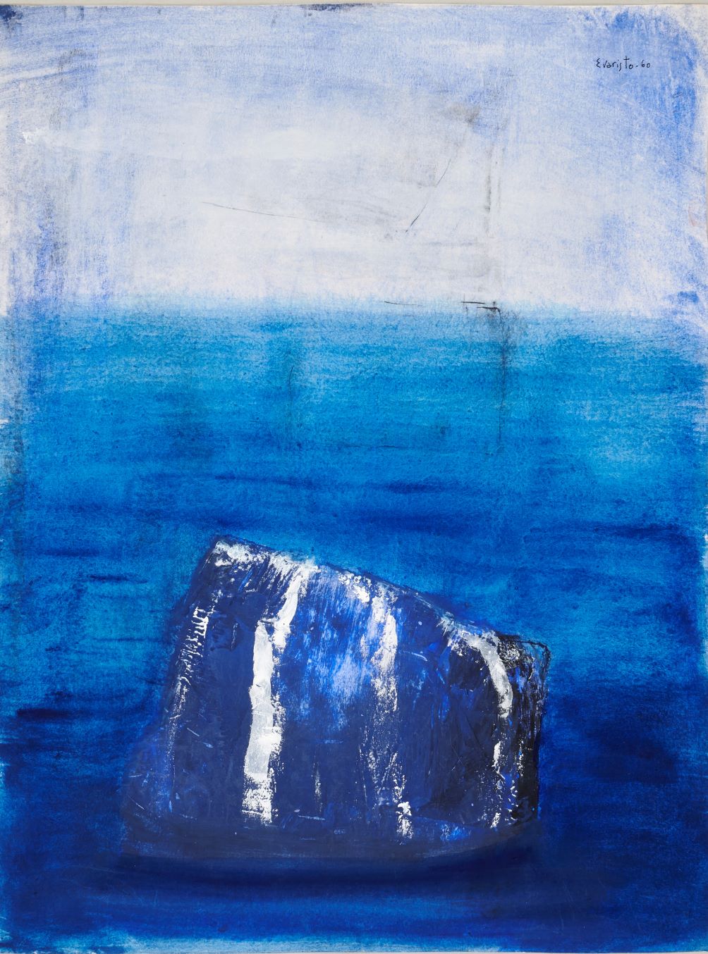 Paysage abstrait bleu, Evaristo, 1960, gouache, coll. Fondation Renaud