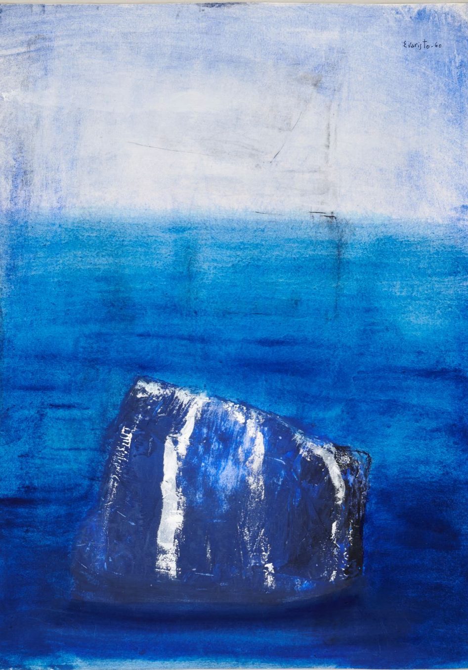 Paysage abstrait bleu, Evaristo, 1960, gouache, coll. Fondation Renaud